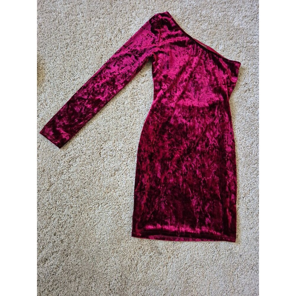 The Vintage Shop Red Velvet Bodycon Long Sleeve Dress Event Hoco Occasion - Picture 5 of 5